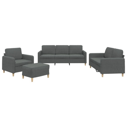Set di Divani 4 pz con Cuscini Grigio Scuro in Tessuto | homemem39