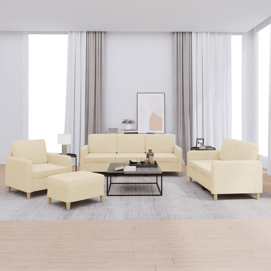 Set di Divani 4 pz con Cuscini Crema in Tessuto | homemem39