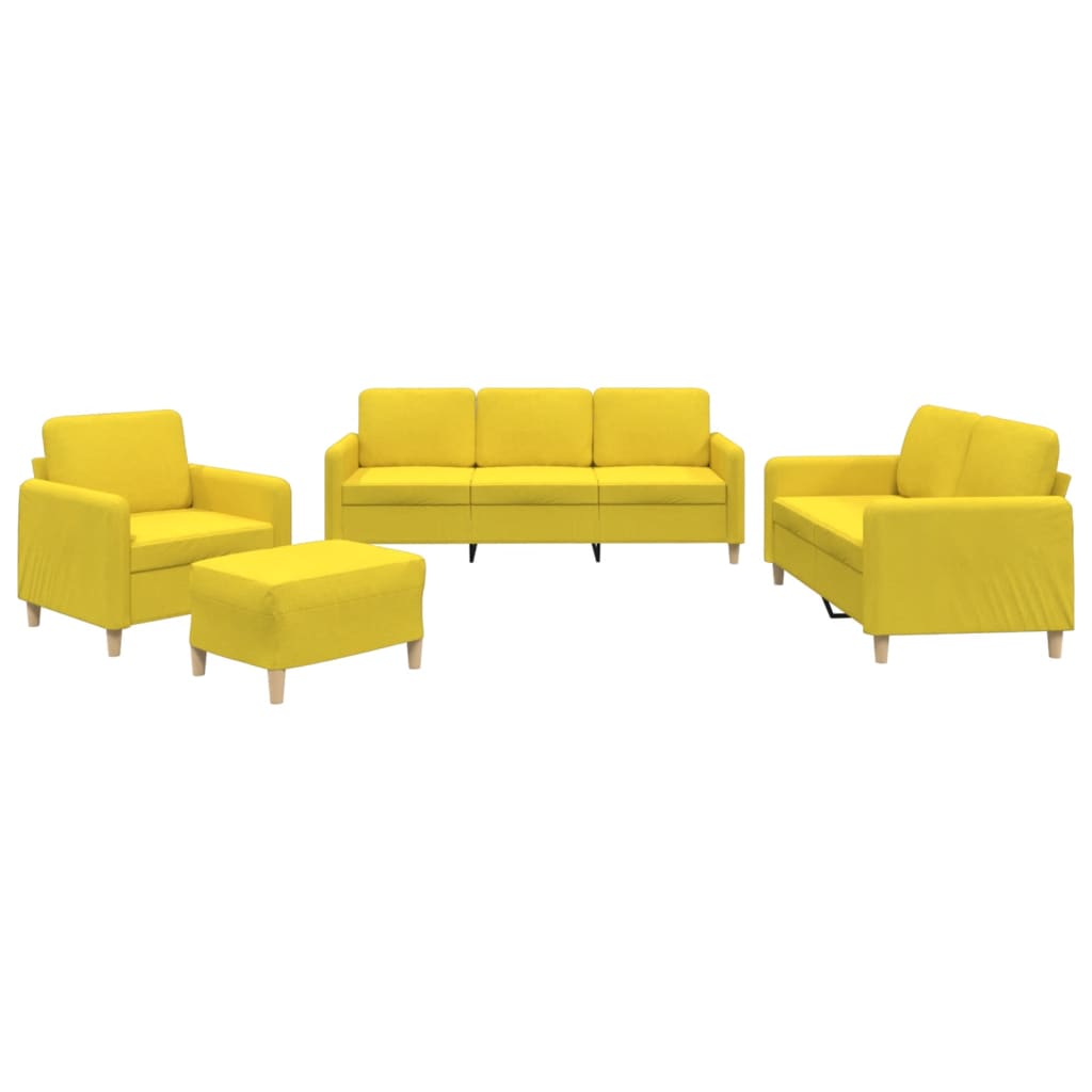 Set di Divani 4 pz con Cuscini Giallo Chiaro in Tessuto | homemem39
