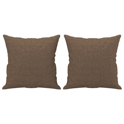 Set di Divani 3 pz con Cuscini Marrone in Tessuto