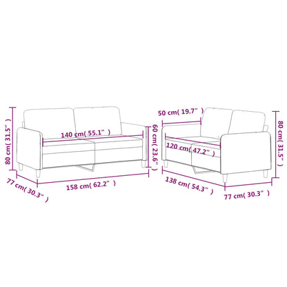 Set di Divani 2 pz con Cuscini Grigio Scuro in Tessuto | homemem39
