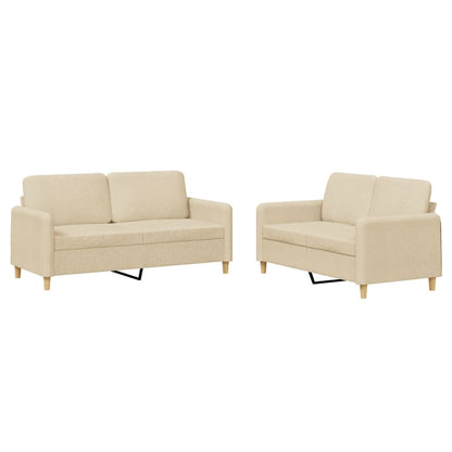 Set di Divani 2 pz con Cuscini Crema in Tessuto - homemem39