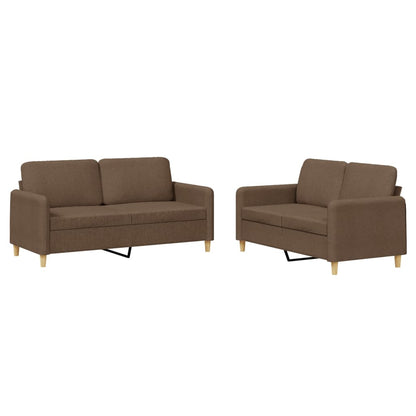 Set di Divani 2 pz con Cuscini Marrone in Tessuto | homemem39