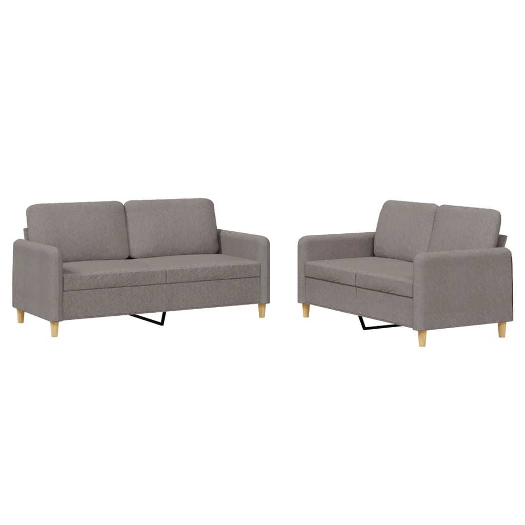 Set di Divani 2 pz con Cuscini Tortora in Tessuto | homemem39