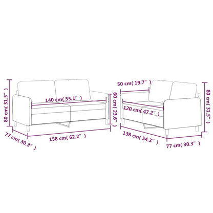 Set di Divani 2 pz con Cuscini Tortora in Tessuto | homemem39
