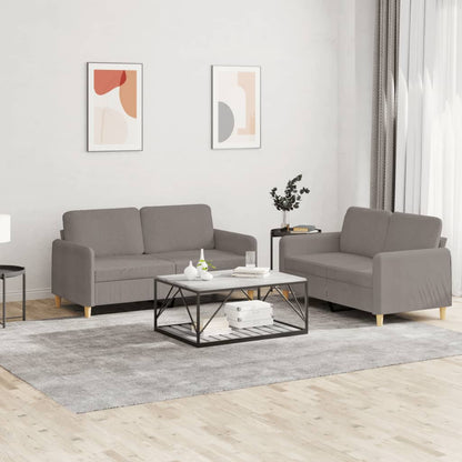 Set di Divani 2 pz con Cuscini Tortora in Tessuto | homemem39