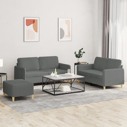 Set di Divani 3 pz con Cuscini Grigio Scuro in Tessuto - homemem39