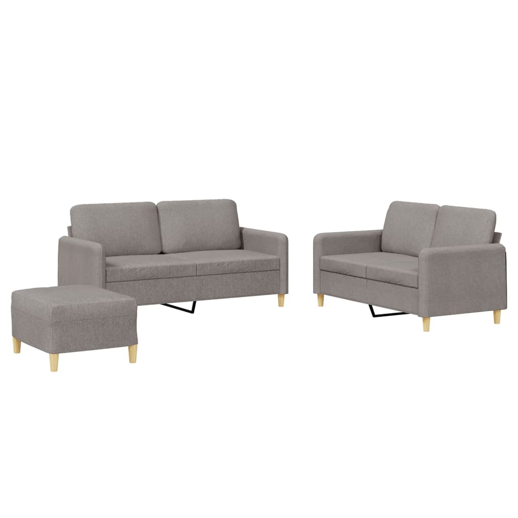 Set di Divani 3 pz con Cuscini Tortora in Tessuto | homemem39