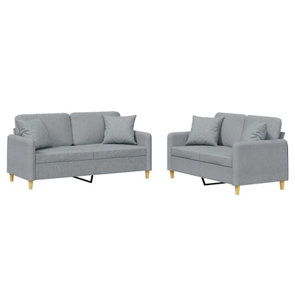 Set Divani 2 pz con Cuscini Grigio Chiaro in Tessuto | homemem39