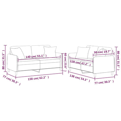 Set di Divani 2 pz con Cuscini Grigio Scuro in Tessuto | homemem39