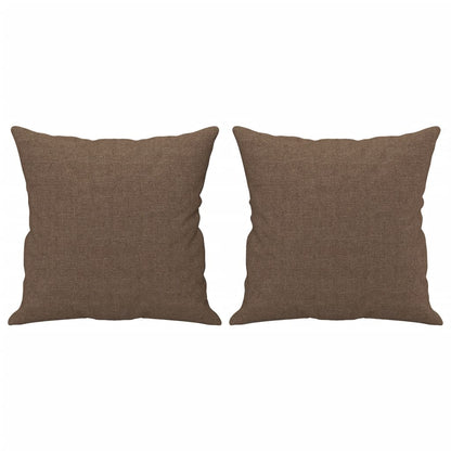 Set di Divani 3 pz con Cuscini Marrone in Tessuto