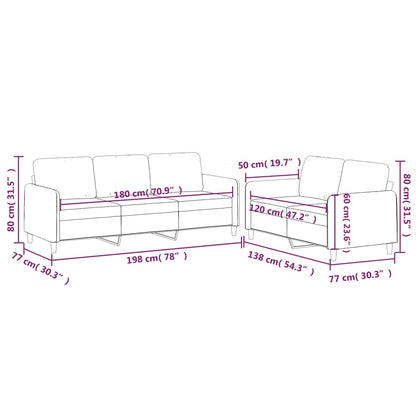 Set di Divani 2 pz con Cuscini Grigio Scuro in Tessuto