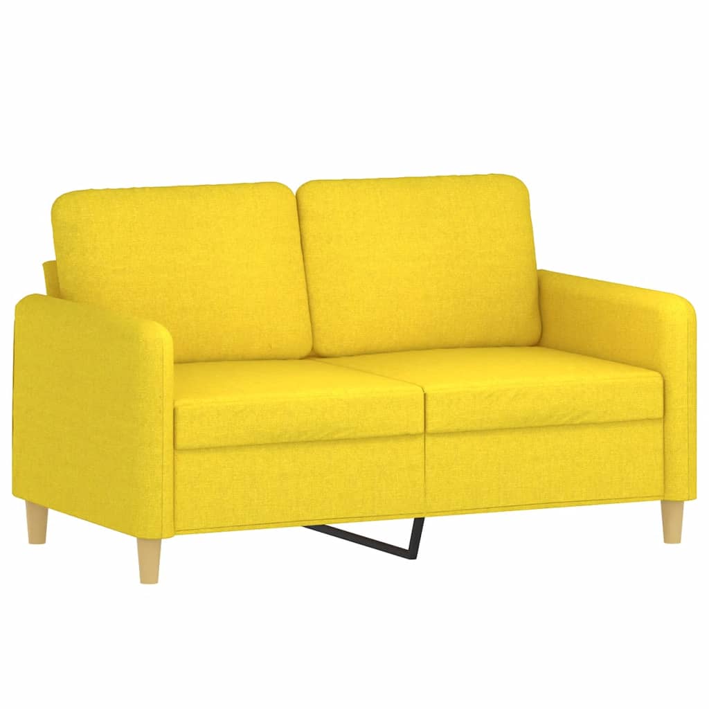 Set di Divani 2 pz con Cuscini Giallo Chiaro in Tessuto - homemem39