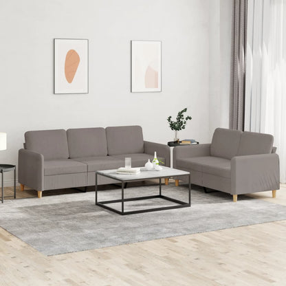 Set di Divani 2 pz con Cuscini Tortora in Tessuto | homemem39