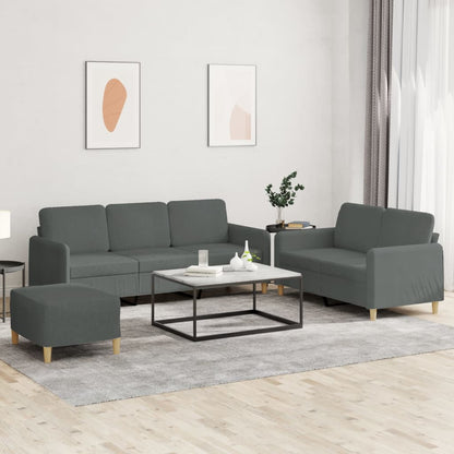 Set di Divani 3 pz con Cuscini Grigio Scuro in Tessuto | homemem39