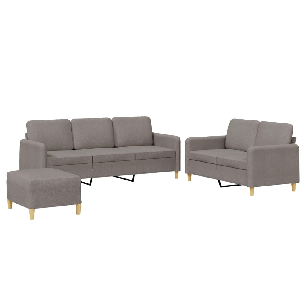 Set di Divani 3 pz con Cuscini Tortora in Tessuto | homemem39