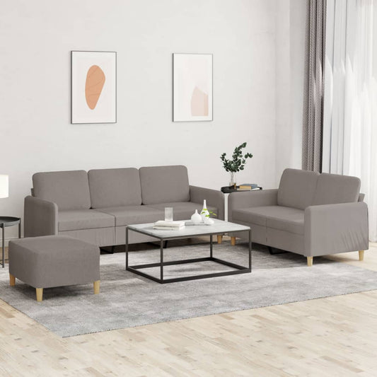 Set di Divani 3 pz con Cuscini Tortora in Tessuto | homemem39