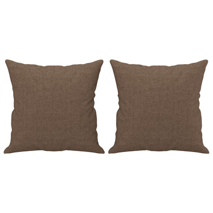 Set di Divani 2 pz con Cuscini Marrone in Tessuto