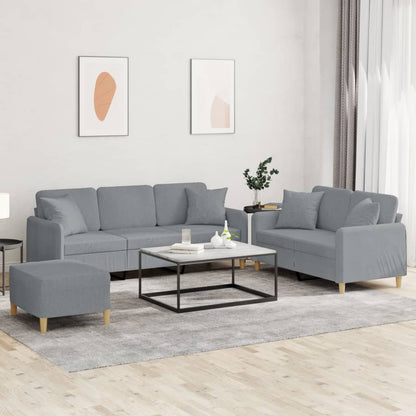 Set Divani 3 pz con Cuscini Grigio Chiaro in Tessuto | homemem39