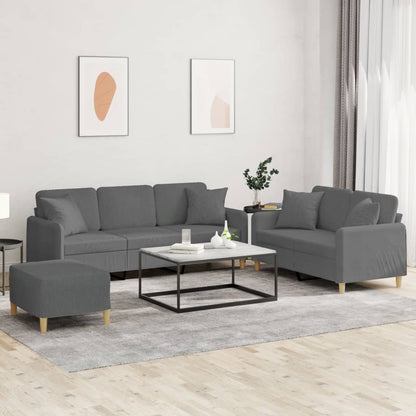 Set di Divani 3 pz con Cuscini Grigio Scuro in Tessuto - homemem39