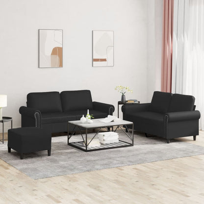 Set di Divani 3 pz con Cuscini Nero in Similpelle | homemem39