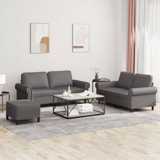 Set di Divani 3 pz con Cuscini Grigio in Similpelle - homemem39