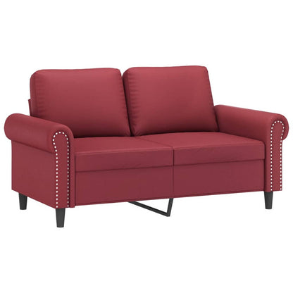 Set di Divani 3 pz con Cuscini Rosso Vino in Similpelle | homemem39