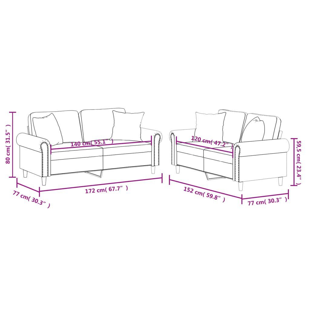 Set di Divani 2 pz con Cuscini Cappuccino in Similpelle