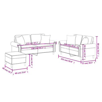 Set di Divani 3 pz con Cuscini Rosso Vino in Similpelle - homemem39