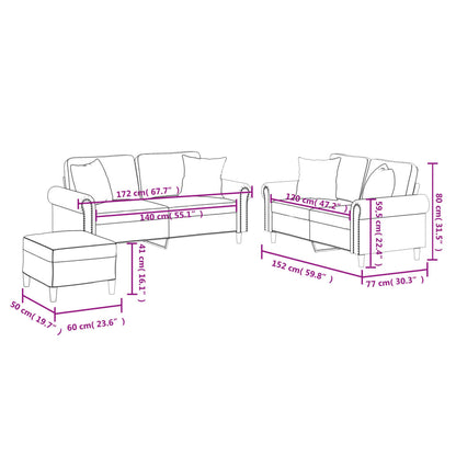 Set di Divani 3 pz con Cuscini Cappuccino in Similpelle