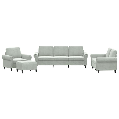 Set di Divani 4 pz con Cuscini Grigio Chiaro in Velluto - homemem39