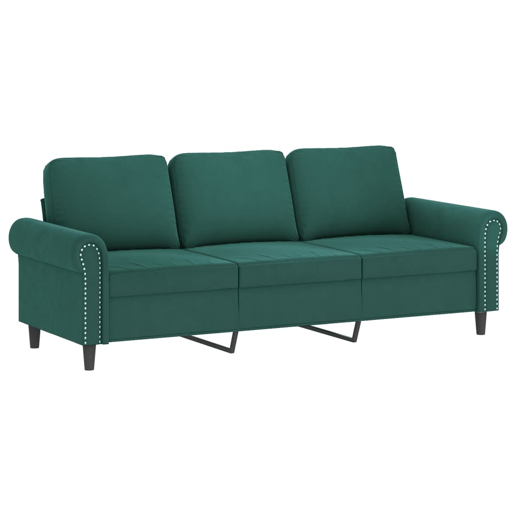 Set di Divani 4 pz con Cuscini Verde scuro in Velluto | homemem39