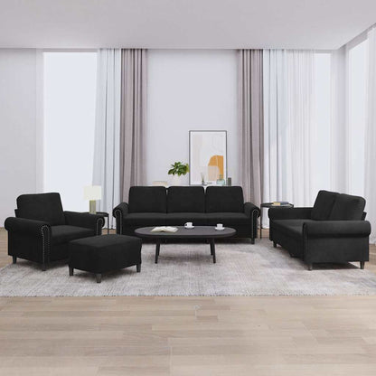 Set di Divani 4 pz con Cuscini Nero in Velluto | homemem39