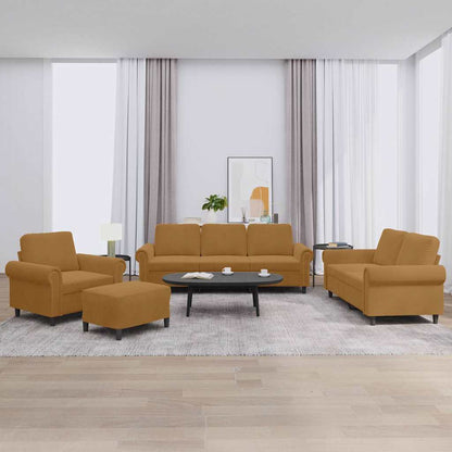 Set di Divani 4 pz con Cuscini Marrone in Velluto | homemem39