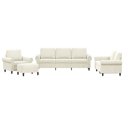 Set di Divani 4 pz con Cuscini Crema in Velluto