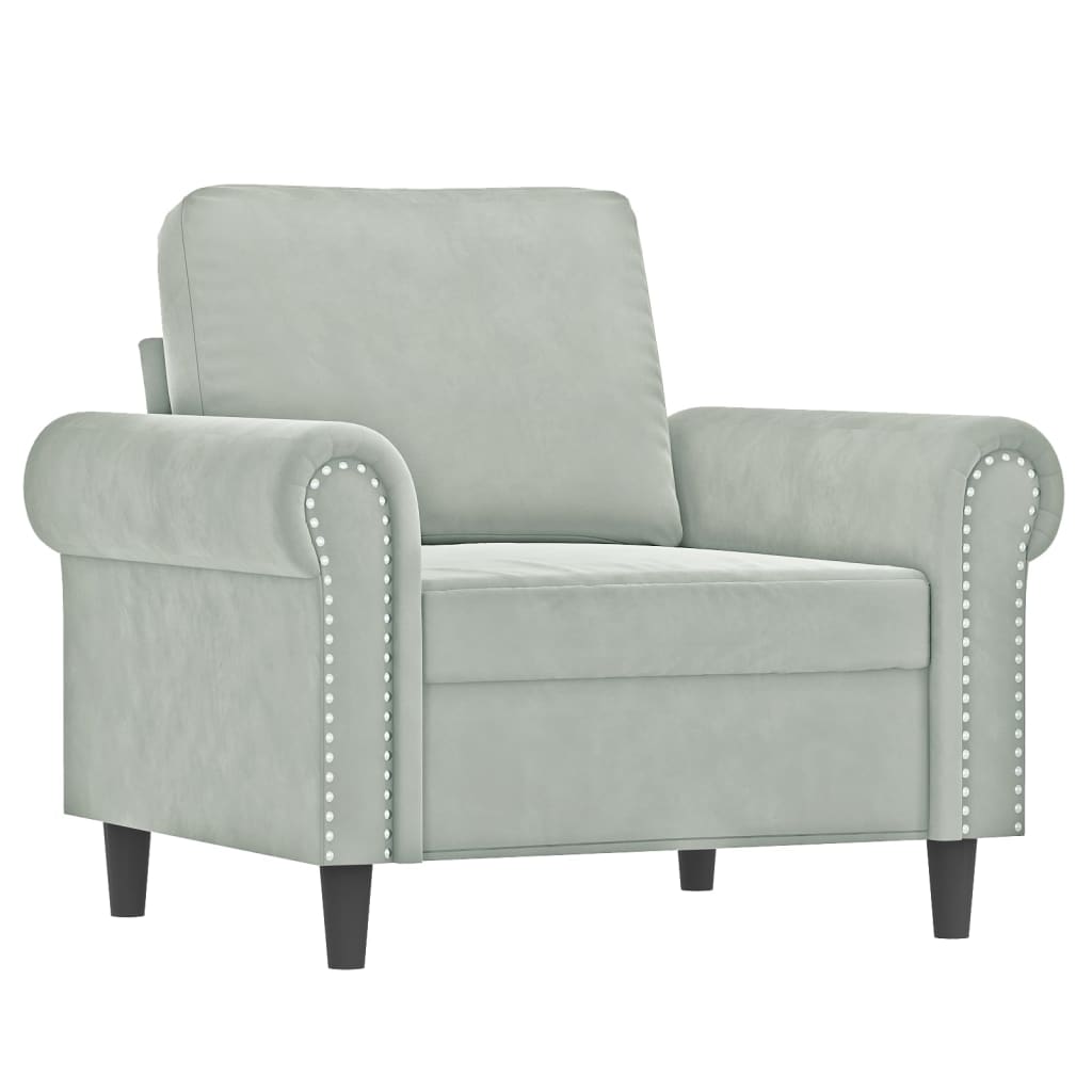 Set di Divani 4 pz con Cuscini Grigio Chiaro in Velluto | homemem39