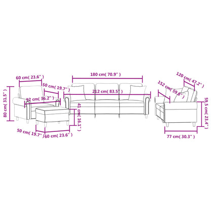 Set di Divani 4 pz con Cuscini Grigio Chiaro in Velluto - homemem39