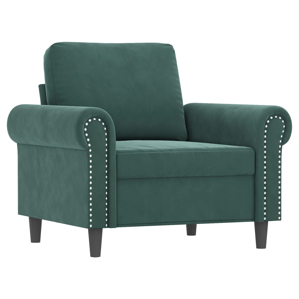 Set di Divani 4 pz con Cuscini Verde Scuro in Velluto | homemem39