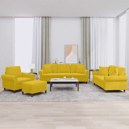 Set di Divani 4 pz con Cuscini Giallo in Velluto | homemem39