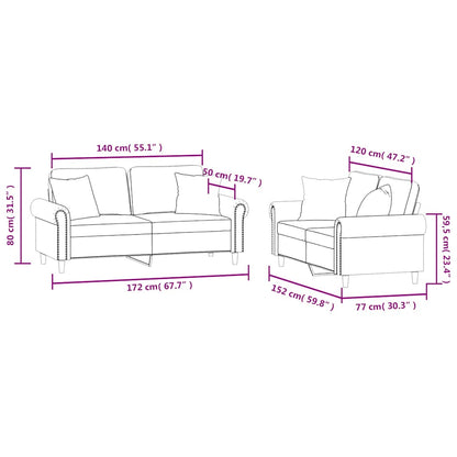 Set di Divani 2 pz con Cuscini Verde Scuro in Velluto