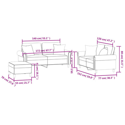 Set di Divani 3 pz con Cuscini Grigio Chiaro in Velluto | homemem39