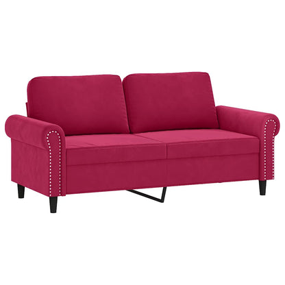 Set di Divani 3 pz con Cuscini Rosso Vino in Velluto | homemem39