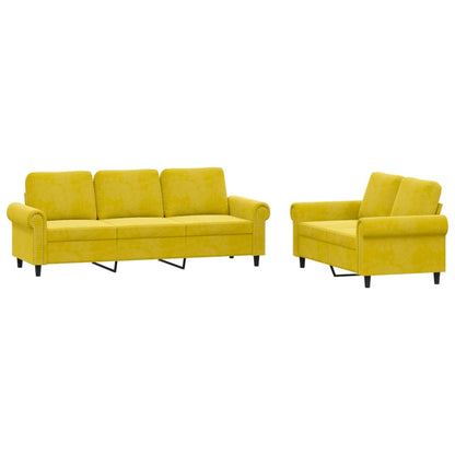 Set di Divani 2 pz con Cuscini giallo in Velluto - homemem39