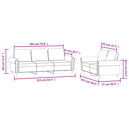 Set di Divani 2 pz con Cuscini Marrone in Velluto