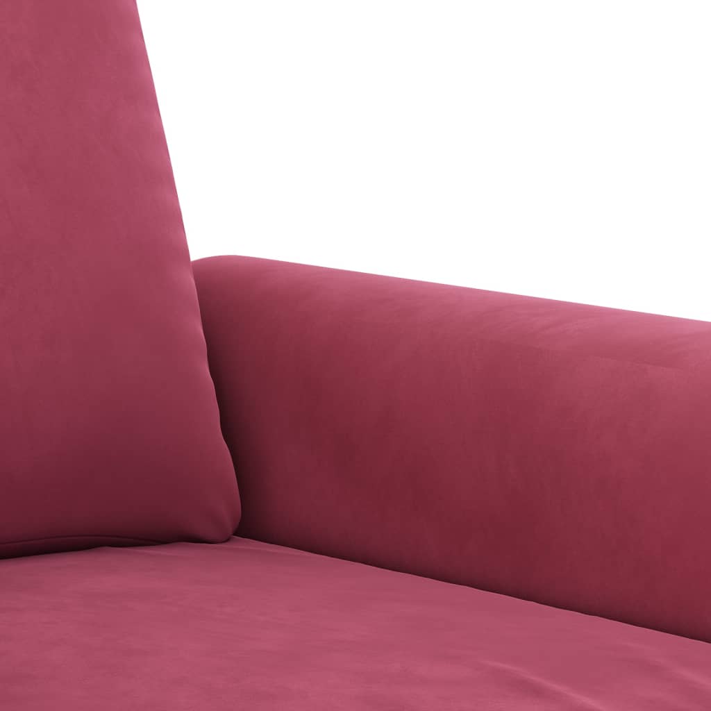 Set di Divani 3 pz con Cuscini Rosso Vino in Velluto | homemem39
