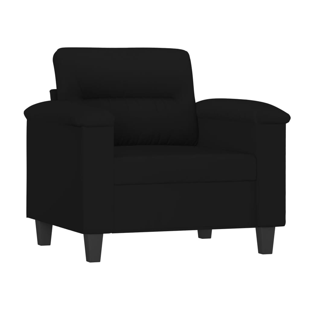 Set Divani 3 pz con Cuscini Nero in Tessuto Microfibra | homemem39