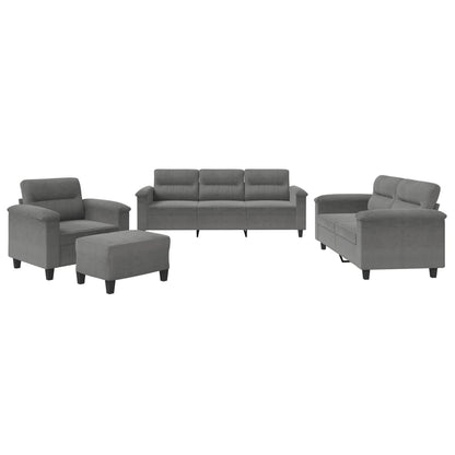 Set Divani 4 pz con Cuscini Grigio Scuro in Tessuto Microfibra | homemem39