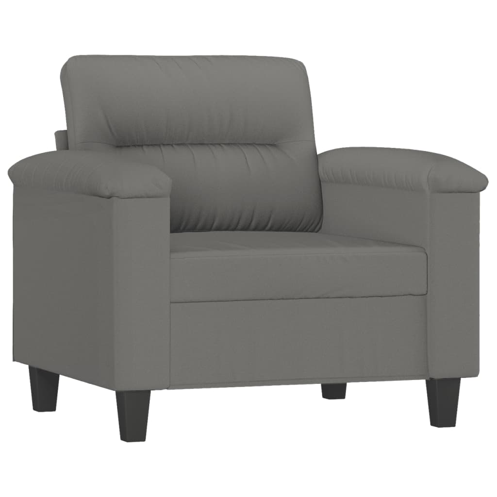 Set Divani 4 pz con Cuscini Grigio Scuro in Tessuto Microfibra | homemem39