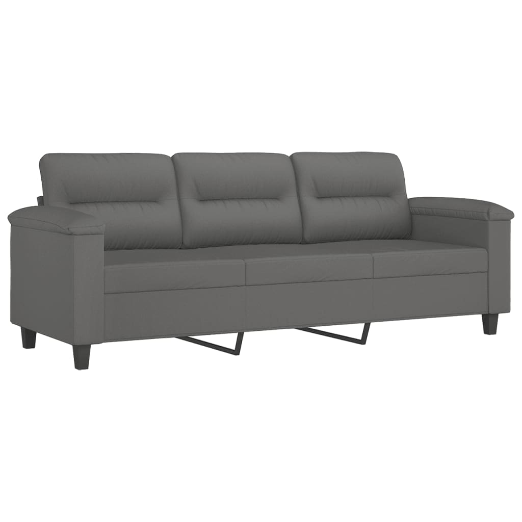 Set Divani 4 pz con Cuscini Grigio Scuro in Tessuto Microfibra | homemem39