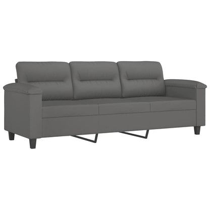 Set Divani 4 pz con Cuscini Grigio Scuro in Tessuto Microfibra | homemem39